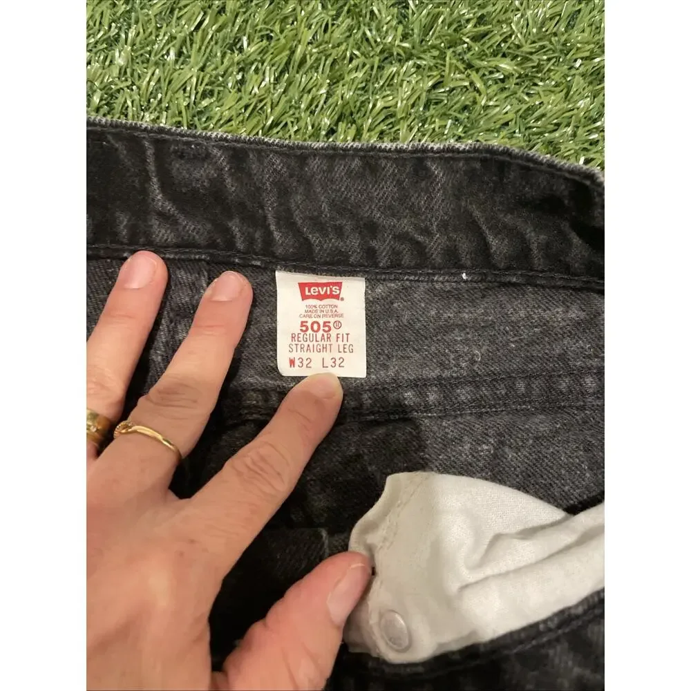 Vintage 90s Levis 505 Orange Tab Black Jeans Made In USA 32x32 Fits 31x31 Faded